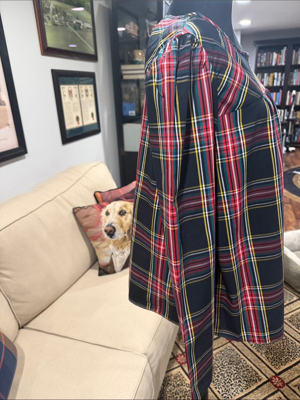 J. Crew Plaid Long-Sleeve Top multi colored plaid. Sz XL excellent condition - Picture 4 of 6